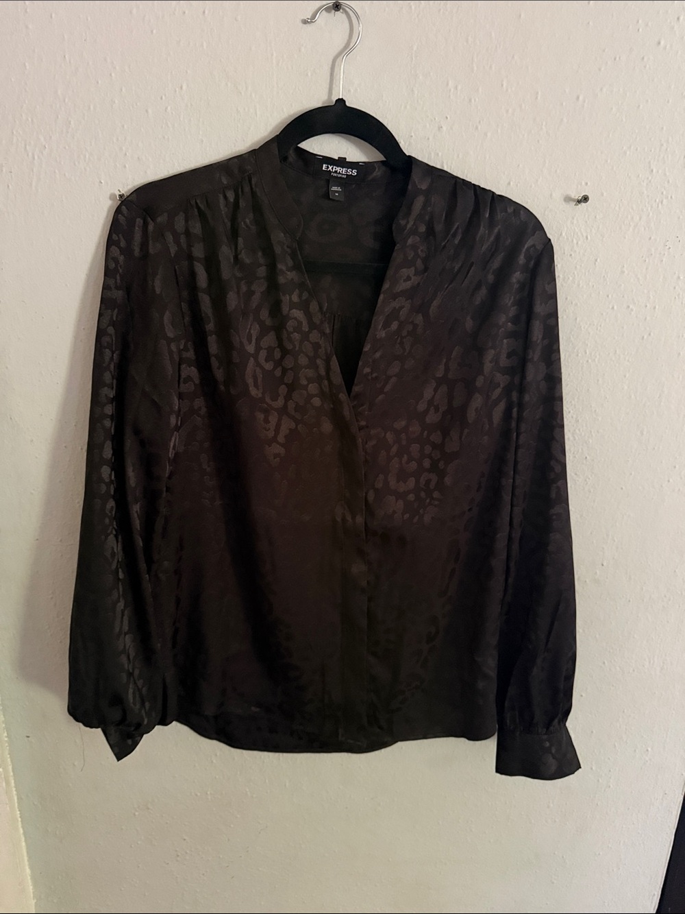 Express Black  V-Neck Long-Sleeve Blouse
